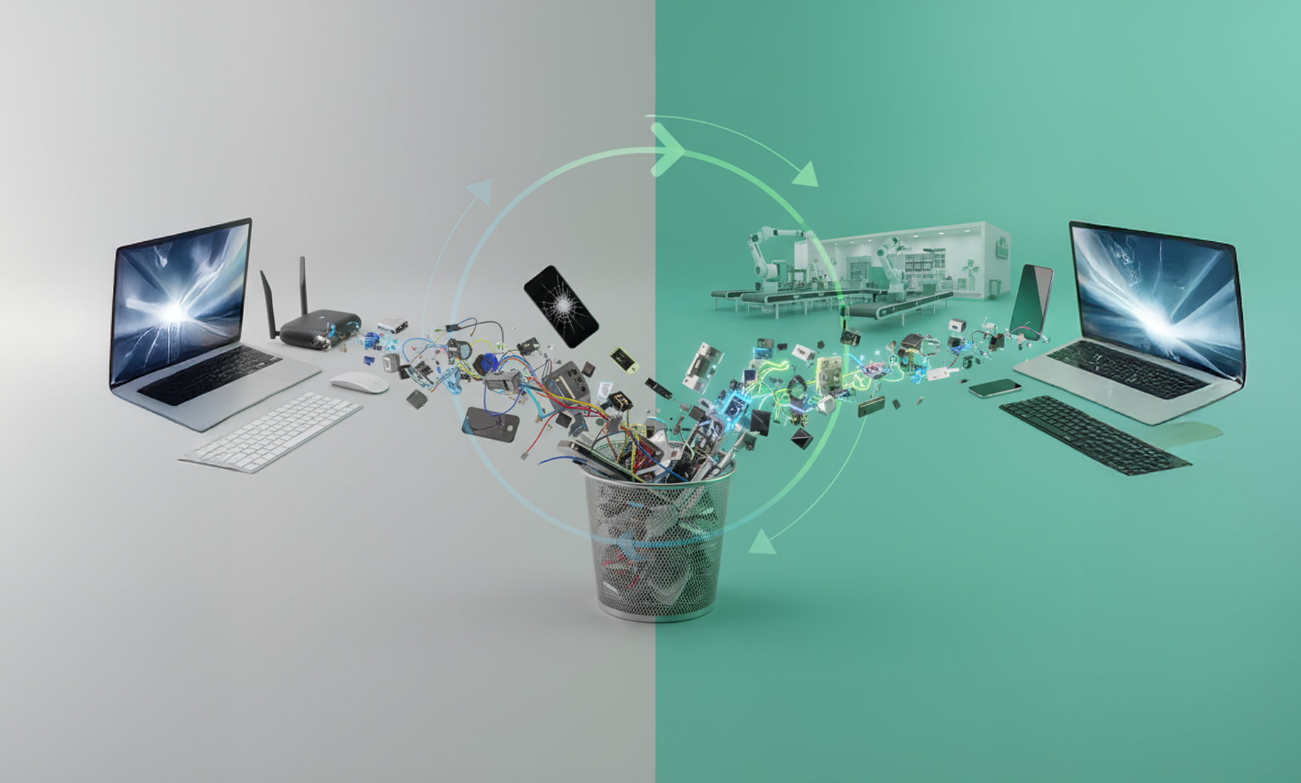 El ciclo de vida de los residuos electrónicos de la fábrica al reciclaje